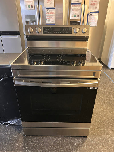 Samsung 30-in Smooth Surface 5 Elements 6.3-cu ft Self-Cleaning Air Fry Convection Oven Freestanding Electric Range (Fingerprint Resistant Stainless Steel)!  -Brand new out of the box (Power cord is not included)