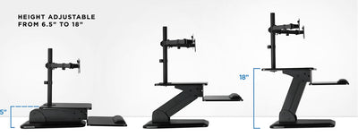 Mount-It! Sit Stand Standing Desk Converter with Dual Monitor Mount, Black!! NEW OUT BOX, MINOR DAMAGE FROM SHIPPING HARDLY NOTICEABLE!!
