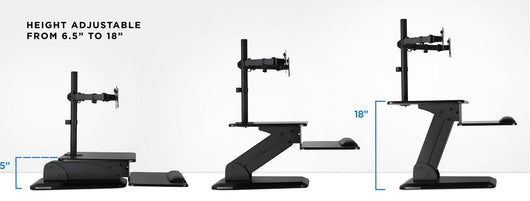 Mount-It! Sit Stand Standing Desk Converter with Dual Monitor Mount, Black!! NEW OUT BOX, MINOR DAMAGE FROM SHIPPING HARDLY NOTICEABLE!!