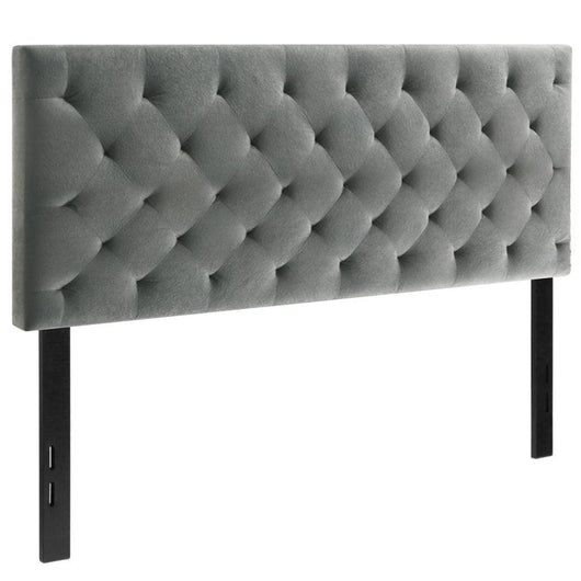 Belle Isle Furniture Auburndale Modern Metal Tufted Rubberwood Headboard, King, Gray**New in box**
