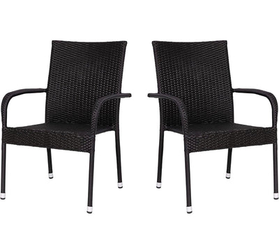 Flash Furniture Wicker Stack Chair, Set of 4, Black- NEW OUT OF BOX!!!