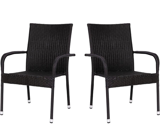 Flash Furniture Wicker Stack Chair, Set of 4, Black- NEW OUT OF BOX!!!