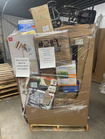 Jumbo huge liquidation pallet- over 7 ft tall ! Pallet number 2119
