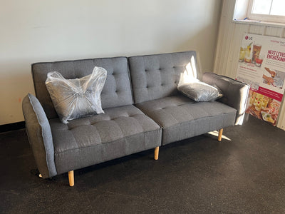 Yaheetech Futon Sofa Bed with USB Ports,Fabric Tufted Split-Back Daybed, Dark Gray!! NEW AND ASSEMBLED!!