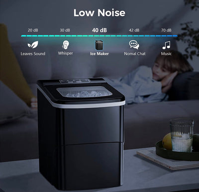 AGLUCKY Countertop Ice Maker Machine, Portable Ice Makers Countertop, Make 26 lbs ice in 24 hrs,Ice Cube Rready in 6-8 Mins with Ice Scoop and Basket (Black)- NEW OUT OF BOX!!!