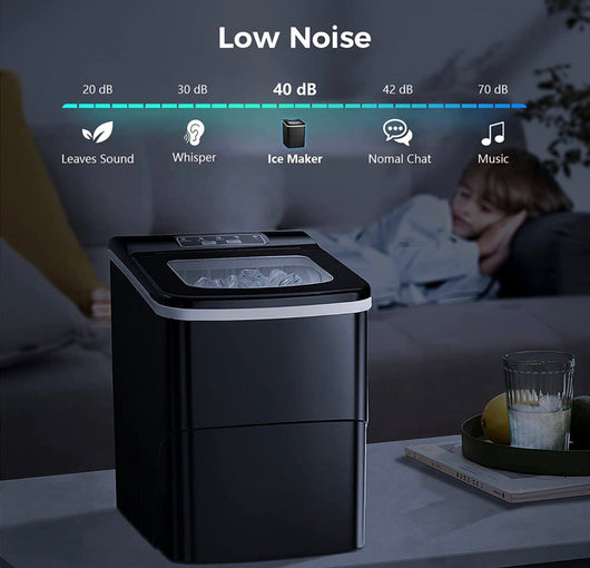 AGLUCKY Countertop Ice Maker Machine, Portable Ice Makers Countertop, Make 26 lbs ice in 24 hrs,Ice Cube Rready in 6-8 Mins with Ice Scoop and Basket (Black)- NEW OUT OF BOX!!!
