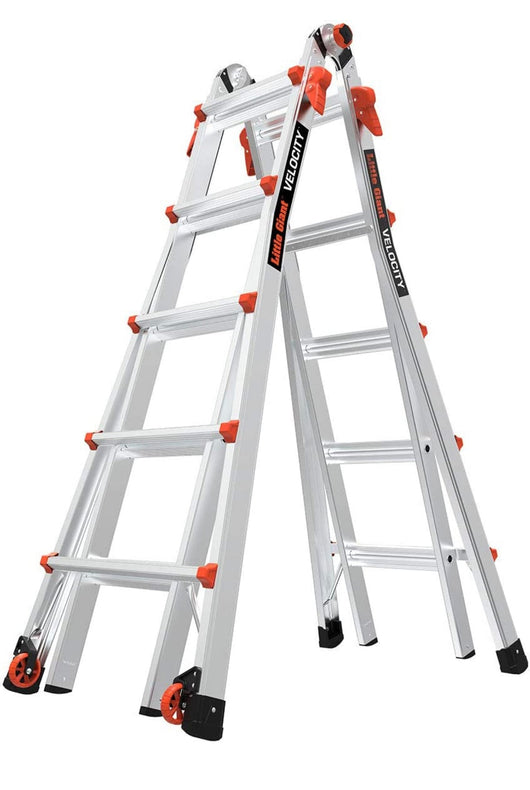 SALVAGE SPECIAL!!!Little Giant Ladders, Velocity with Wheels, M22, 22 Ft, Multi-Position Ladder, Aluminum, Type 1A, 300 lbs Weight Rating- shipping damage - please see pics