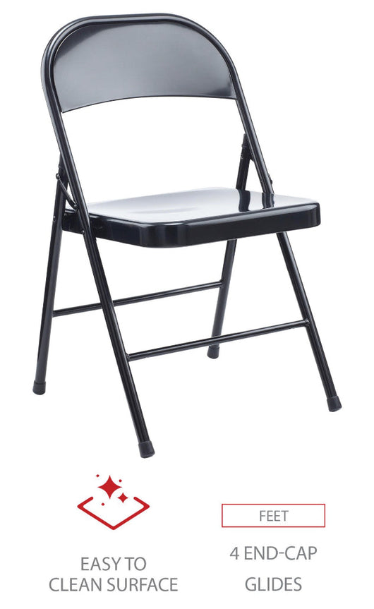 Alera Armless Steel Folding Chair, Supports Up to 275lb, Black, 4 Pack!! NEW IN BOX!!