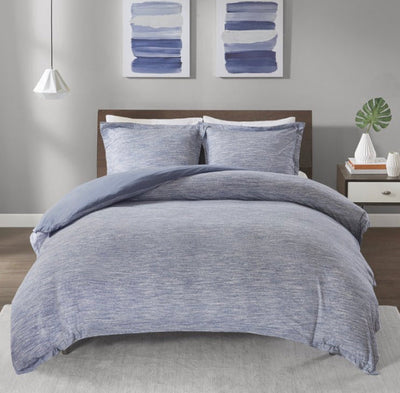 Home Essence Apartment Space Dyed Melange Cotton Jersey Knit Duvet Cover Set- NEW IN BAG!!!