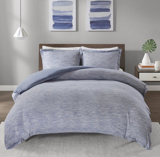 Home Essence Apartment Space Dyed Melange Cotton Jersey Knit Duvet Cover Set- NEW IN BAG!!!