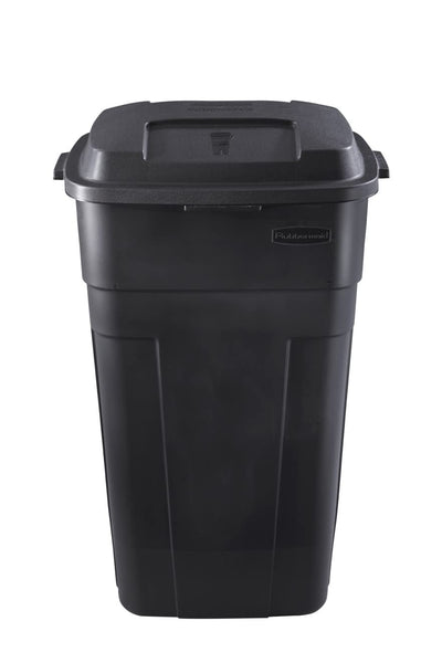 Rubbermaid Roughneck Heavy-Duty Wheeled Trash Can with Lid, 34-Gallon, Black, for Outdoor Use**New**