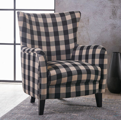 Christopher Knight Home Arador Fabric Club Chair, Black / White Plaid- NEW AND ASSEMBLED!!!!