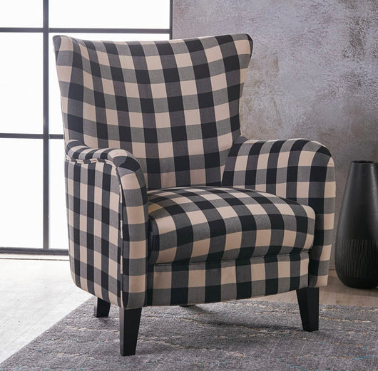 Christopher Knight Home Arador Fabric Club Chair, Black / White Plaid- NEW AND ASSEMBLED!!!!