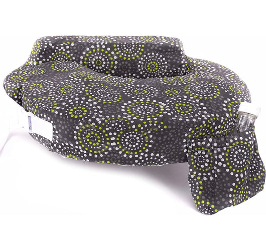 My Brest Friend Original Nursing Pillow for Breastfeeding, Nursing and Posture Support with Pocket and Removable Slipcover, Grey, Yellow Fireworks- NEW OUT OF BOX!!!!