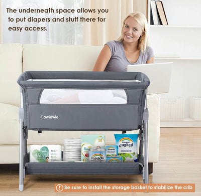 Cowiewie Bedside Bassinet for Baby with Bed Mattress and Storage- NEW IN BOX!!!