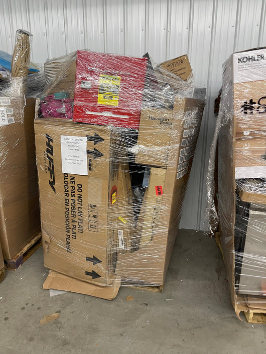 JUMBO EXTRA TALL LIQUIDATION PALLET- number 8766
