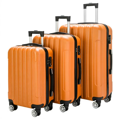 Zimtown 3-Piece Nested Spinner Suitcase Luggage Set with TSA Lock, Orange**New**