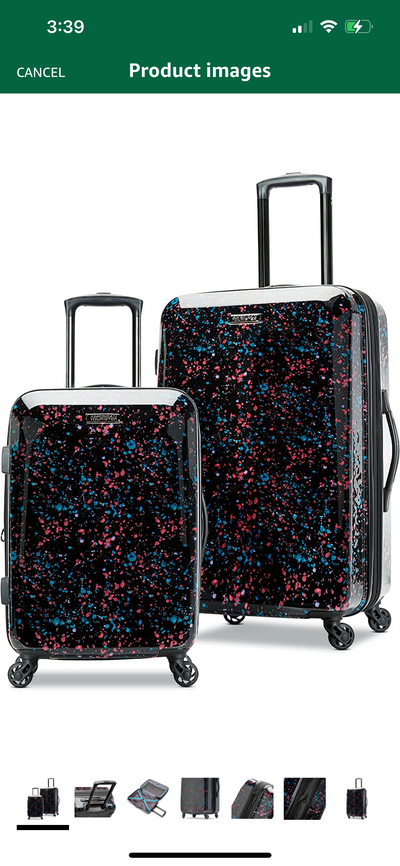American Tourister Moonlight Hardside Expandable Luggage with Spinner Wheels, Speckle Black, Checked, 24” & 21” Bags!! BRAND NEW!!