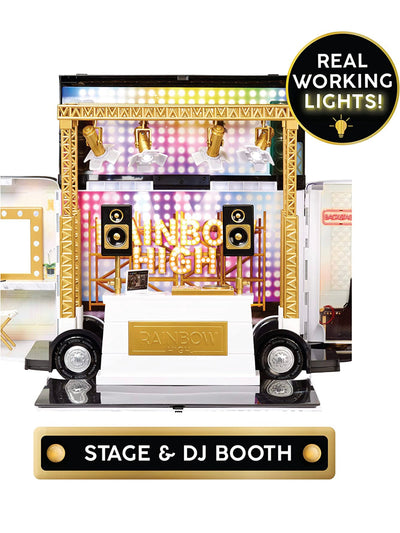 Rainbow High Rainbow Vision World Tour Bus & Stage. 4-in-1 Light-Up Play Deluxe Toy Playset Including DJ Booth and Accessories- NEW IN BOX!!!