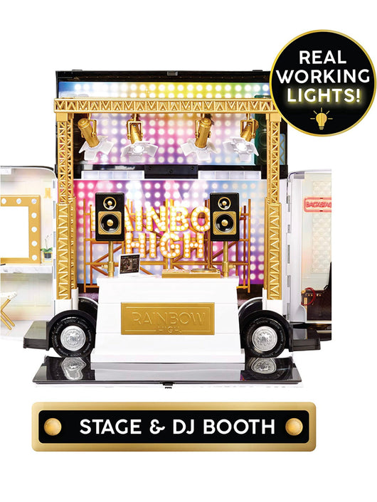 Rainbow High Rainbow Vision World Tour Bus & Stage. 4-in-1 Light-Up Play Deluxe Toy Playset Including DJ Booth and Accessories- NEW IN BOX!!!