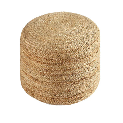 MoDRN Solid Print Hand Woven Jute Floor Pouf, Natural**New**