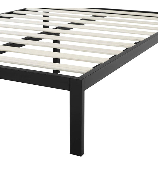 Amazon Basics Industrial Metal Bed Frame with Headboard and Wood Slats, 14 Inches High, Full, Black- NEW IN BOX!!!!