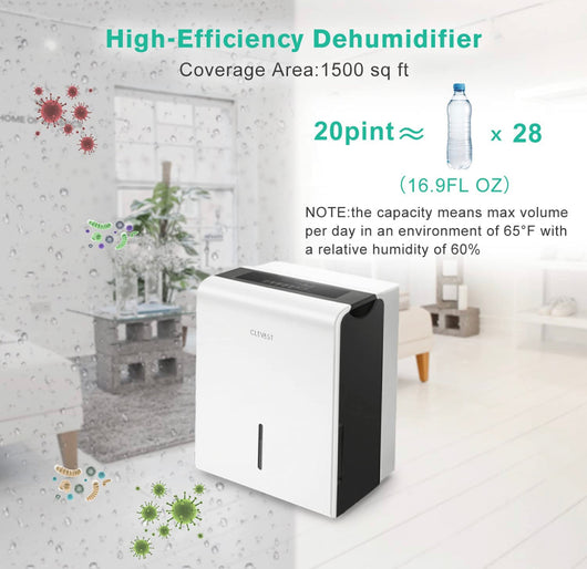 CLEVAST 3,000 Sq. Ft Energy Star 35 Pints Dehumidifier with Reusable Air Filter- open box item