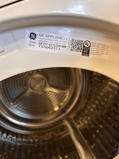 GE - 4.3 Cu. Ft. 14-Cycle Electric Dryer - White!  -Brand new out of the box (Does have a very small indent on bottom left corner, photos shown)