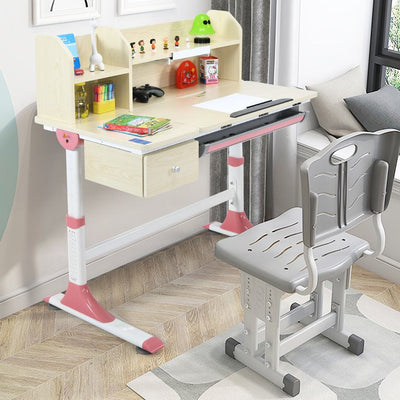 Costway Adjustable Height Kids Study Desk Drafting Table with Bookshelf & Hutch, Pink!   -New in the box