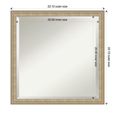 Paris 22.12 in. x 22.12 in. Modern Square Framed Champagne Bathroom Vanity Mirror (new out of the box)
