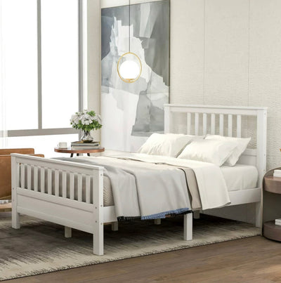 Euroco Wood Platform Bed With Headboard and Footboard, Full Size (White)- NEW IN BOX!!!!