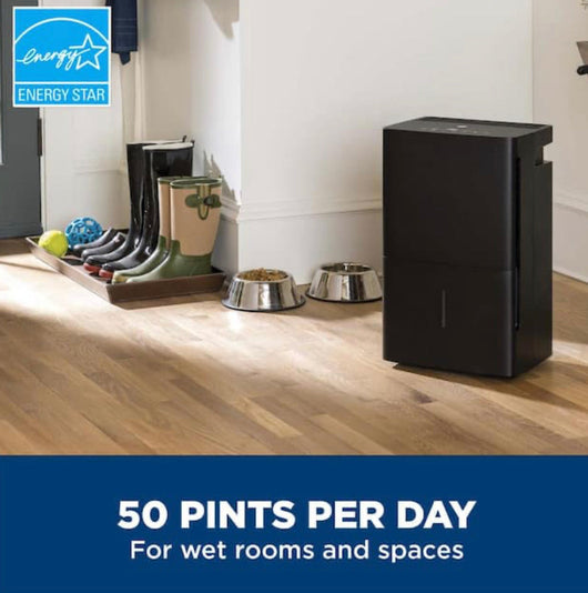 GE 50 pt. Dehumidifier for Basement, Garage or Wet Rooms up to 4500 sq. ft. in Black, Three Fan Speeds, ENERGY STAR- BRAND NEW OUT OF BOX!!!
