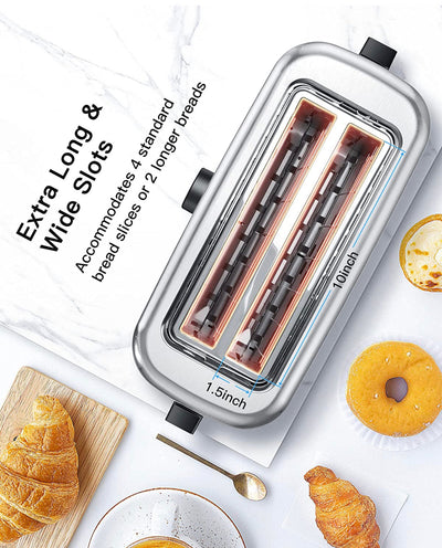 Breville BTA730XL Stainless Steel Long Slot Toaster"The Bit More" 4-Slice Toast- NEW OUT OF BOX! (Some minor dents, works great!)