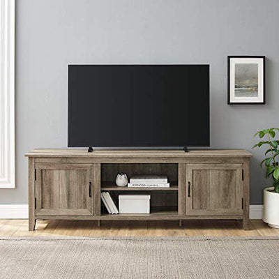 Walker Edison Ashbury Coastal Style Grooved Door TV Stand for TVs up to 80 Inches, 70 Inch, Grey Wash**New in box**