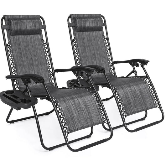Best Choice Products Set of 2 Adjustable Zero Gravity Lounge Chair Recliners for Patio, Pool w/ Cup Holders - Gray**New in box**