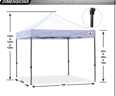ABCCANOPY Patio Pop Up Canopy Tent 10x10 Commercial-Series (White)!  -Brand new in the carry case