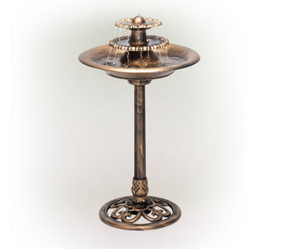 Alpine Corporation 3-Tiered Pedestal Outdoor Water Fountain and Bird Bath, Bronze- NEW IN BOX!!!