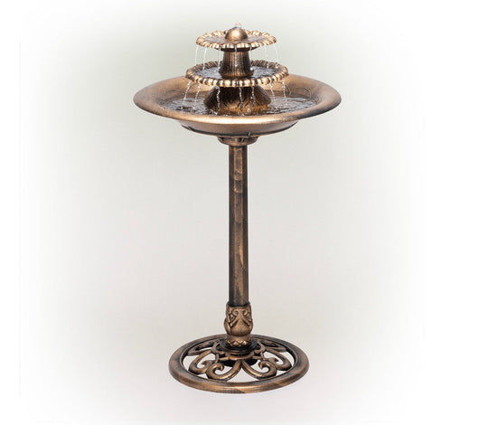 Alpine Corporation 3-Tiered Pedestal Outdoor Water Fountain and Bird Bath, Bronze- NEW IN BOX!!!