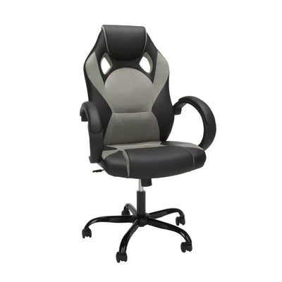 OFM High Back Video Game Chair, Gray, Faux Leather**New and assembled,minor tear from shipping**