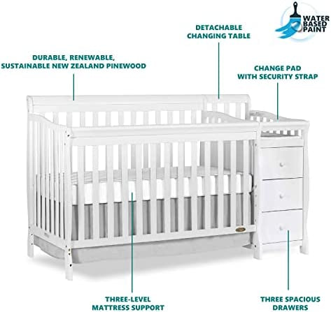 Dream On Me 5 In 1 Brody Convertible Crib With Changer In White, Greenguard Gold Certified, Comes With 1" Changing Pad, Non-Toxic Finish, Made Of Durable Pinewood- new in the box