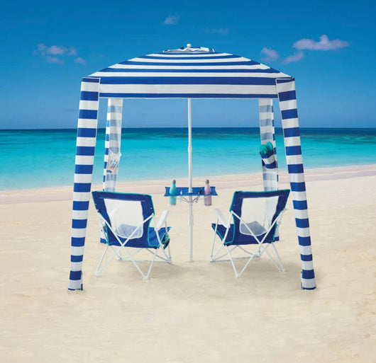 Mainstays 6' Square Cabana with Table and Sand Anchor Beach Umbrella- NEW!!!