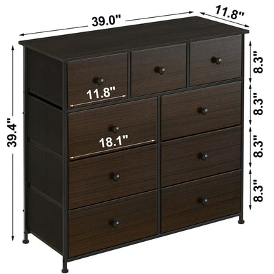 REAHOME Dresser with 9 Drawers Leather Finish Chest of Drawers Dressers for Bedroom Rustic Brown!  -Brand new in the box