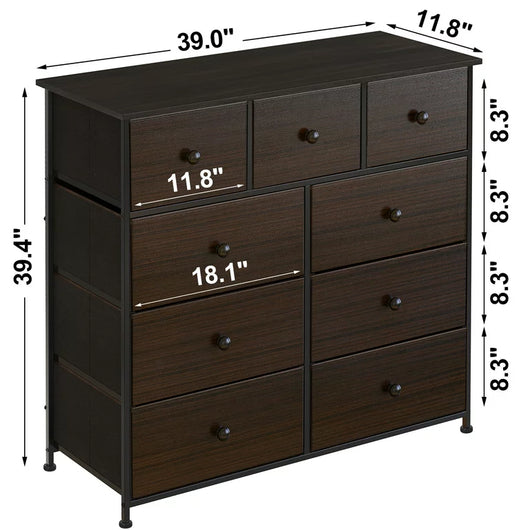 REAHOME Dresser with 9 Drawers Leather Finish Chest of Drawers Dressers for Bedroom Rustic Brown!  -Brand new in the box