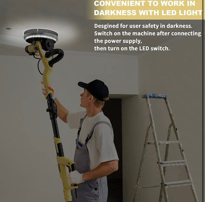 YATTICH Drywall Sander, Electric Motor Sander, 7 Variable Speed, 1000-1850RPM With LED Light, Extendable Handle, 12 Sanding Discs, with Automatic Dust Removal System and Carrying Bag, YT-917!  -Brand new in the box