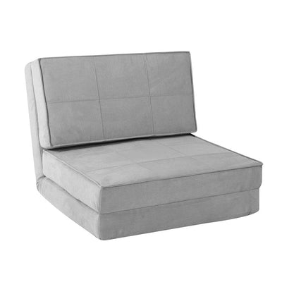 Your Zone Ultra Soft Suede 3 Position Convertible Flip Chair, Silver**New out of box**