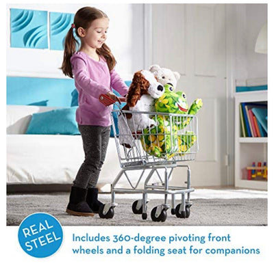 Melissa & Doug Toy Shopping Cart With Sturdy Metal Frame - Toddler Shopping Cart, Pretend Grocery Cart, Supermarket Pretend Play Shopping Cart For Kids Ages 3+- new in box