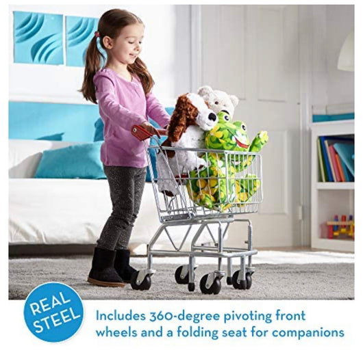 Melissa & Doug Toy Shopping Cart With Sturdy Metal Frame - Toddler Shopping Cart, Pretend Grocery Cart, Supermarket Pretend Play Shopping Cart For Kids Ages 3+- new in box