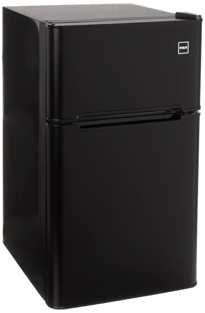 RCA - 2-Door - Compact Refrigerator/Freezer - Reversible Doors - Adjustable Thermostat - 3.2 Cu. Ft. - Black**New,minor dents from shipping**