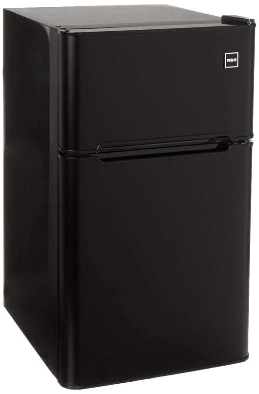 RCA - 2-Door - Compact Refrigerator/Freezer - Reversible Doors - Adjustable Thermostat - 3.2 Cu. Ft. - Black**New,minor dents from shipping**