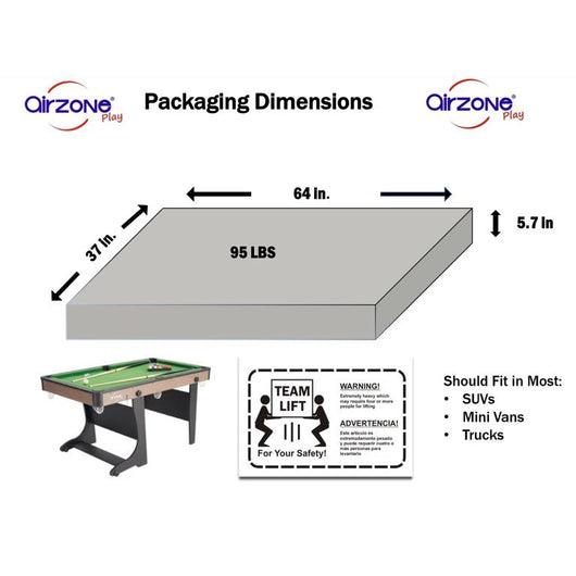 Airzone 60" Folding Pool Table with Accessories, Green Cloth**New in Box**